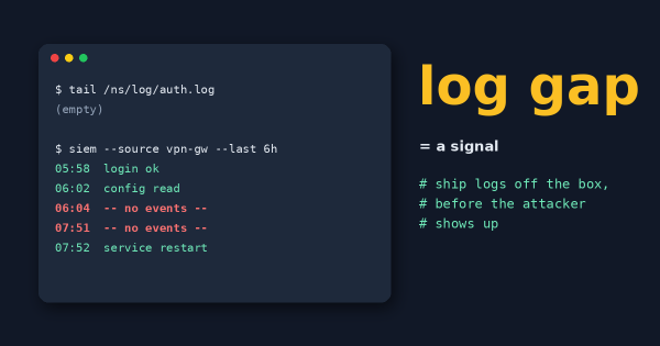 Two attacks, one shared habit: wipe the logs